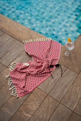 Silent Ripple Pure Cotton Hand Towel In Dark Pink