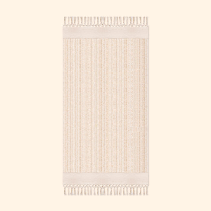 Plush & Bare Striped Pure Cotton King Bath Towel In Cream