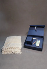 Plush & Bare Towel Ecru, Lemongrass Patchouli Scented Candle, Lavender Vanilla Wax Tablet, Basil Sambac Towel Perfume