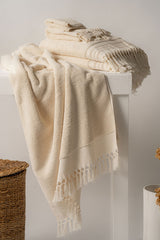Plush & Bare Face Cloth, Hand Towel and Bath Set  In Ecru